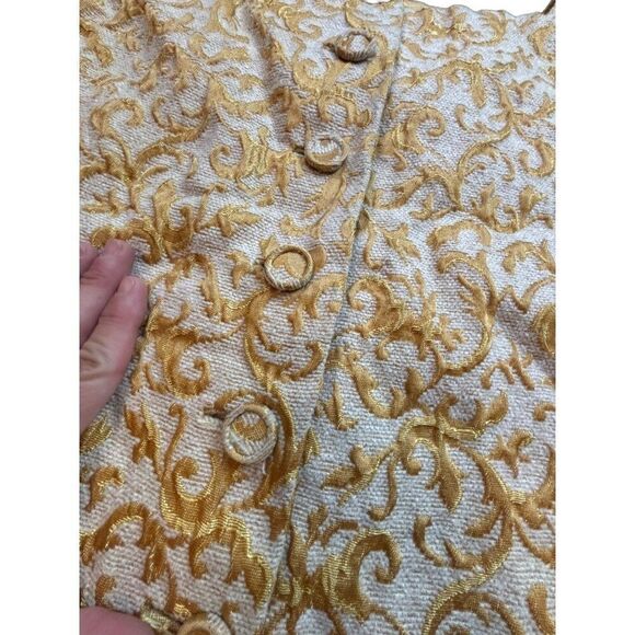 Vintage Don Sophisticates Women's Brocade Gold & Cream Buttoned ToP sz s - Picture 5 of 9